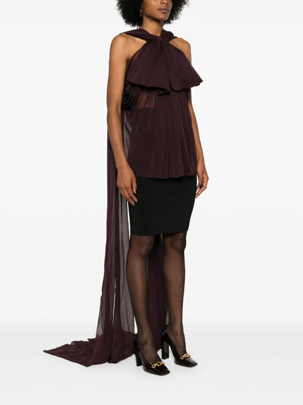 Saint Laurent Zijden blouse met oversized strik Rood
