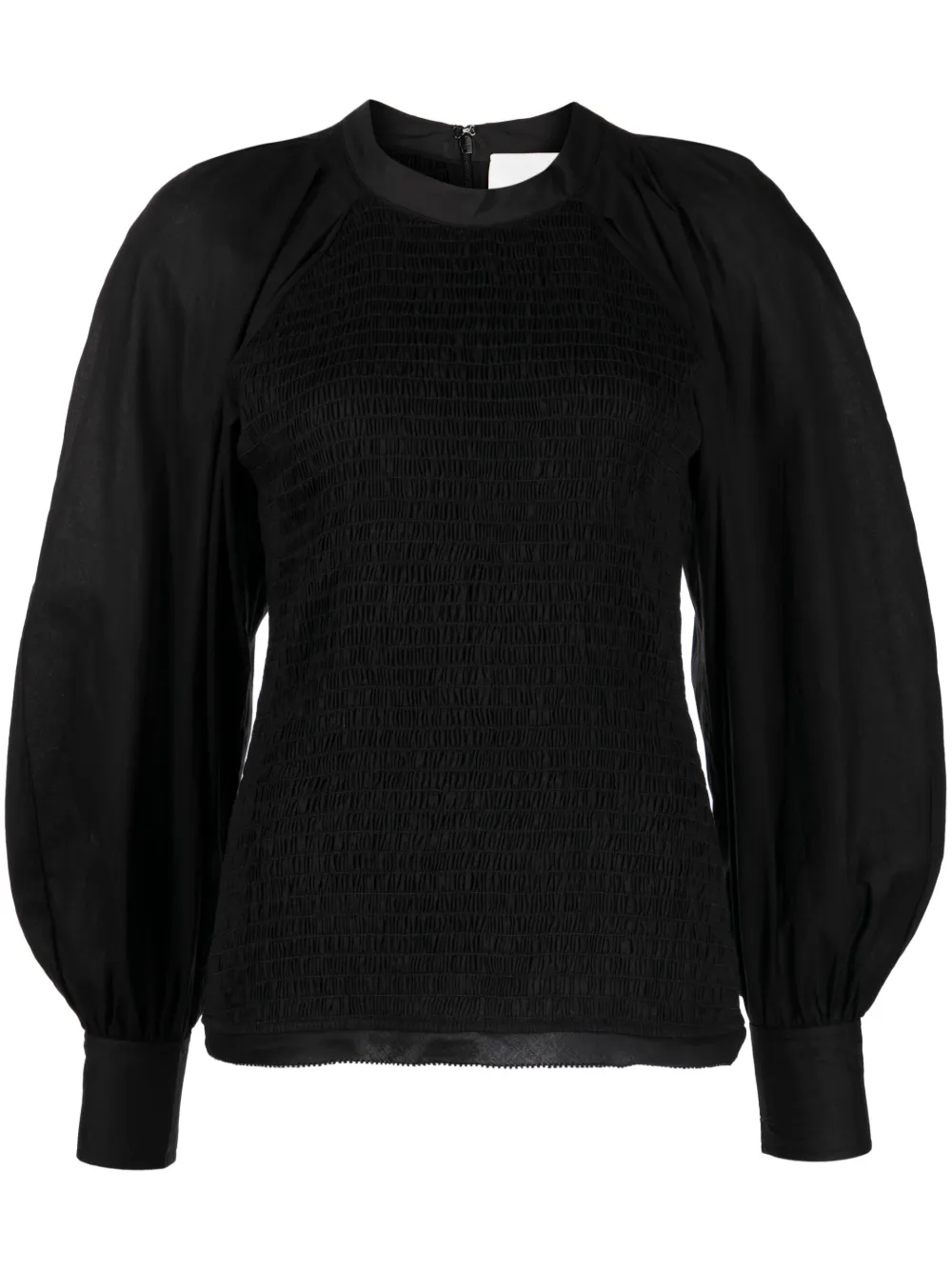 3.1 Phillip Lim Puff-sleeve Plissé Blouse In Black