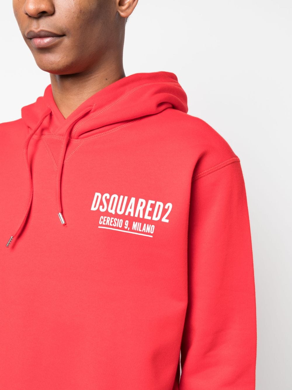 Shop Dsquared2 Logo-print Cotton Hoodie In Red
