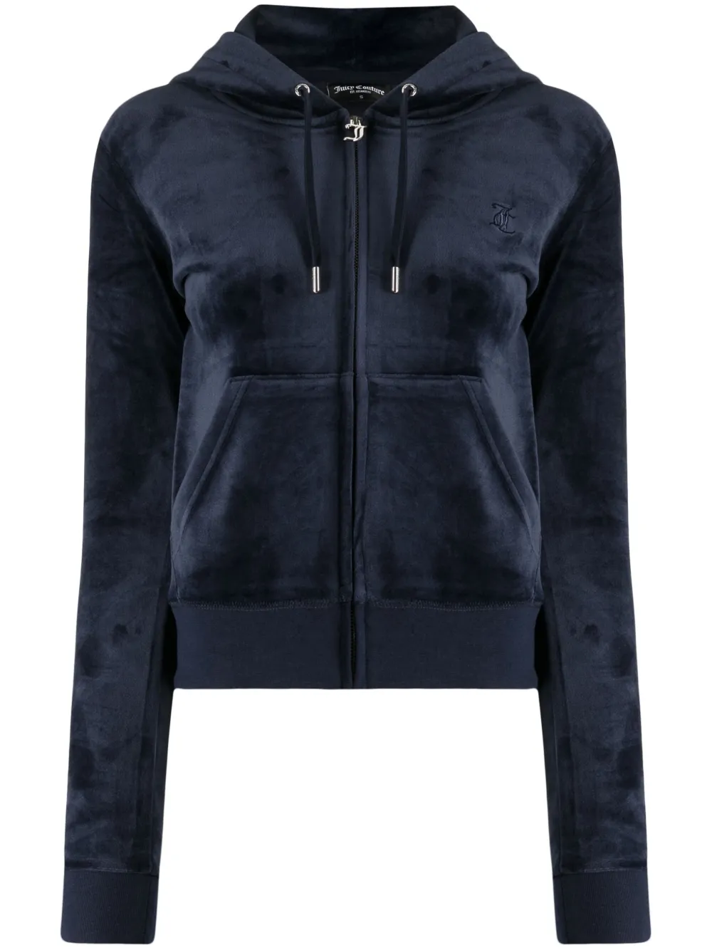 Juicy Couture Logo刺绣拉链丝绒连帽衫