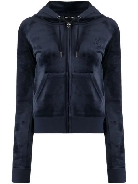 Juicy Couture logo-embroidered zipped velour hoodie