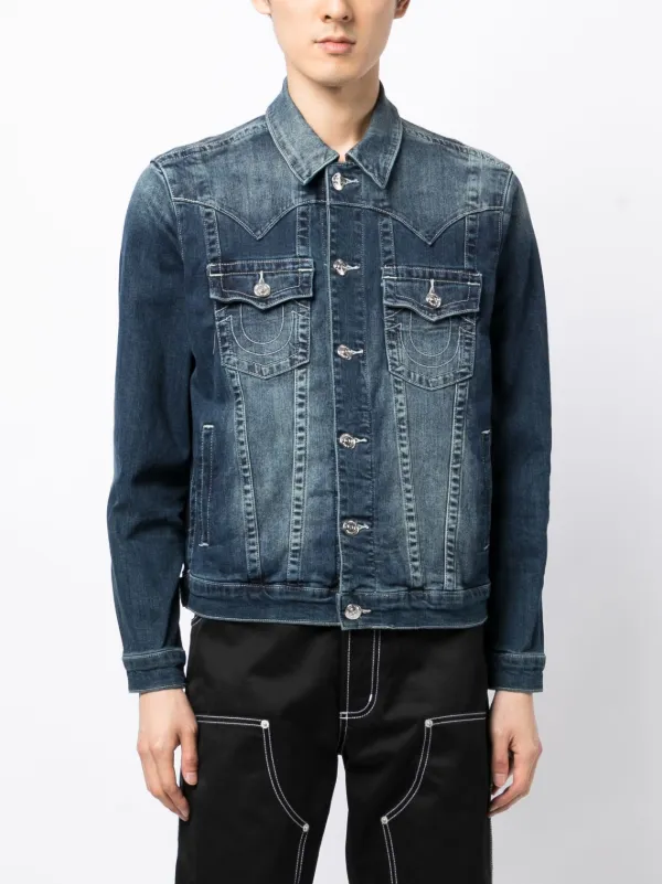 True Religion Jimmy logo print Denim Jacket Farfetch