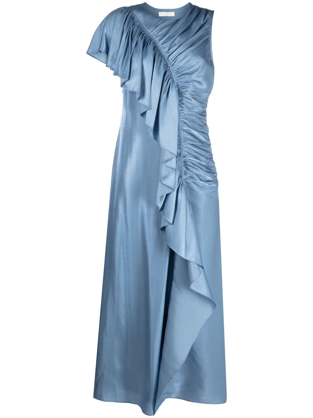 ulla johnson robe longue à volants - bleu