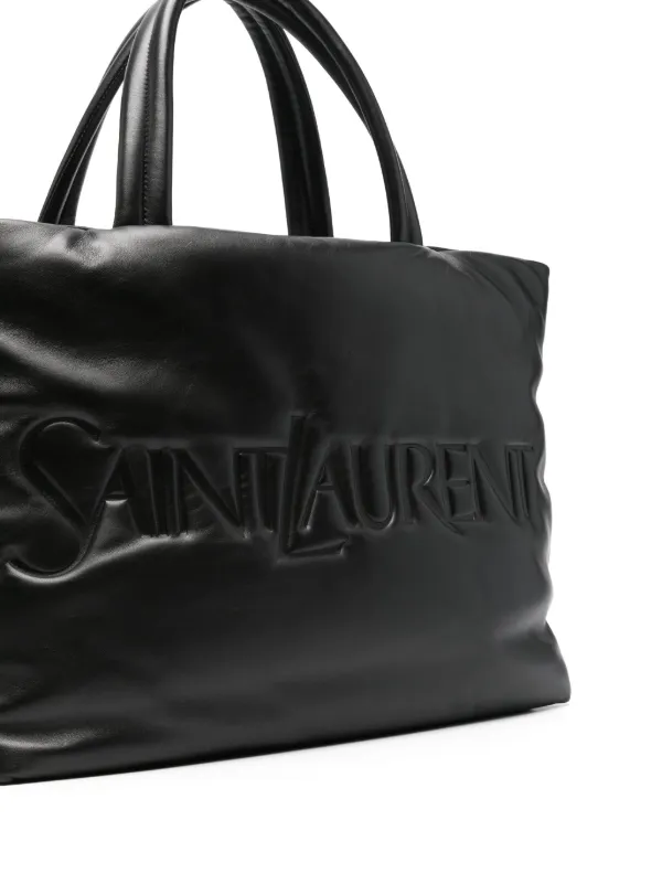 Saint Laurent logo-debossed Leather Tote Bag | Black | FARFETCH