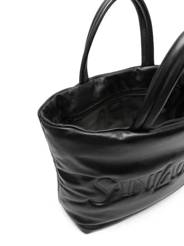 Saint Laurent logo-debossed Leather Tote Bag | Black | FARFETCH