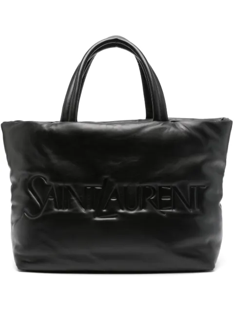 Saint Laurent logo-debossed leather tote bag WOMEN