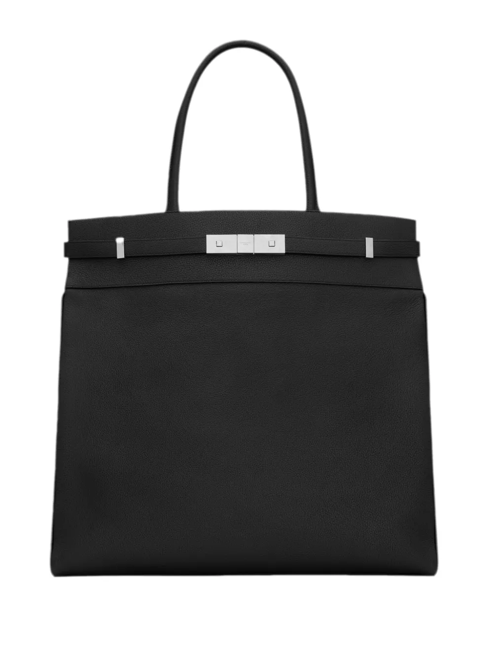 Shop Saint Laurent Manhattan N/s Leather Tote Bag In Black