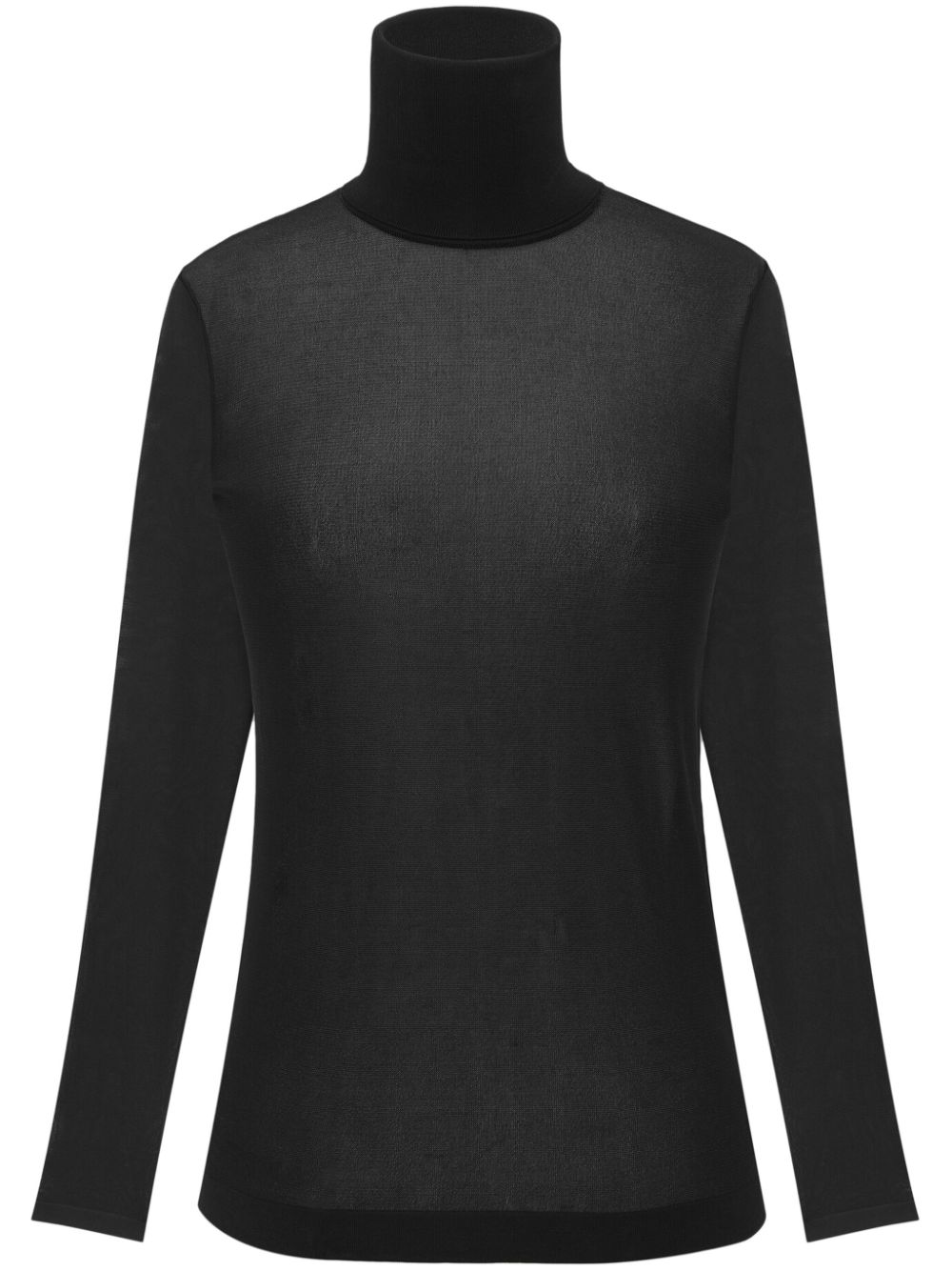 Saint Laurent Roll-neck Long-sleeved Top In Black