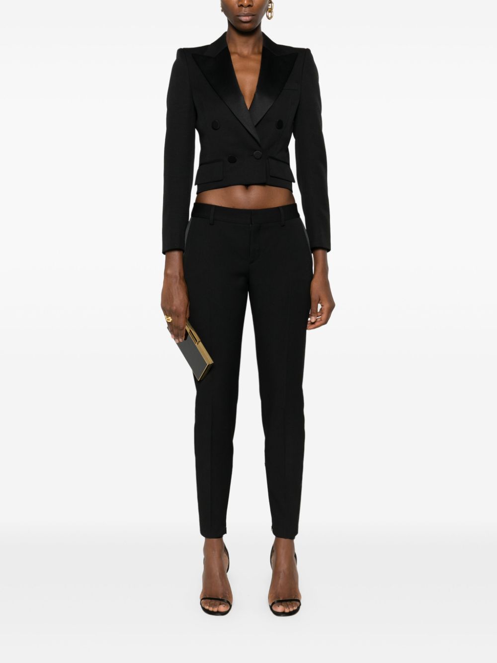 Saint Laurent cropped tuxedo blazer - Black