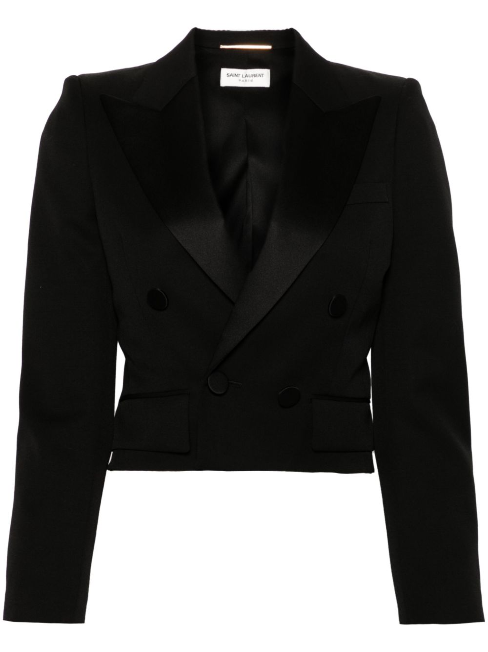 Saint Laurent cropped tuxedo blazer - Black