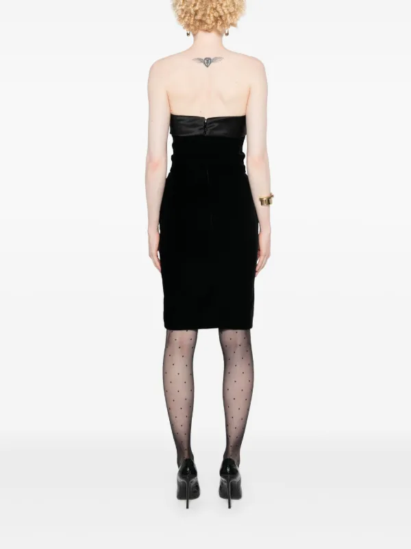 ワンピース Saint Laurent Biscuit velvet mini dress Saint Laurent Black One-Shoulder Velvet Mini Dress FR 38 (UK