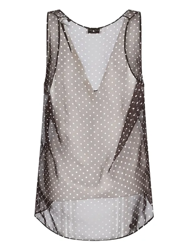 Saint Laurent ポルカドット シルクトップ | ブラウン | FARFETCH JP
