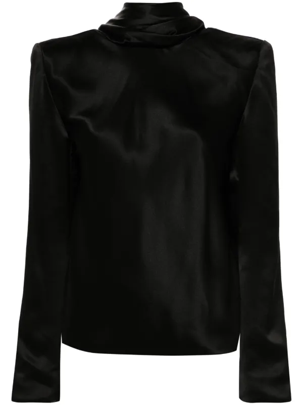 Saint Laurent Draped-detailing Blouse in Black
