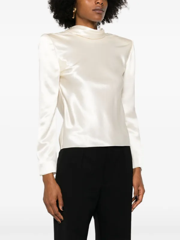 Saint Laurent cowl-back Silk Blouse | White | FARFETCH