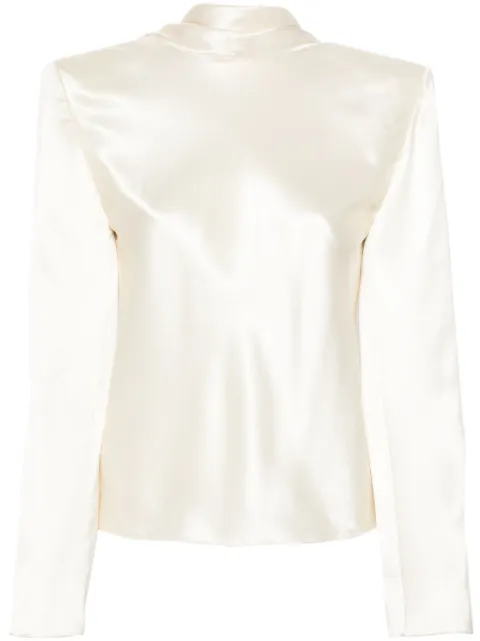 Saint Laurent blusa de seda con espalda desbocada