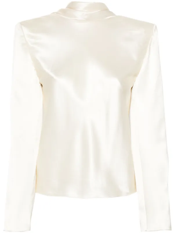 Saint Laurent Blusa De Seda Con Espalda Desbocada Blanco - Main Image