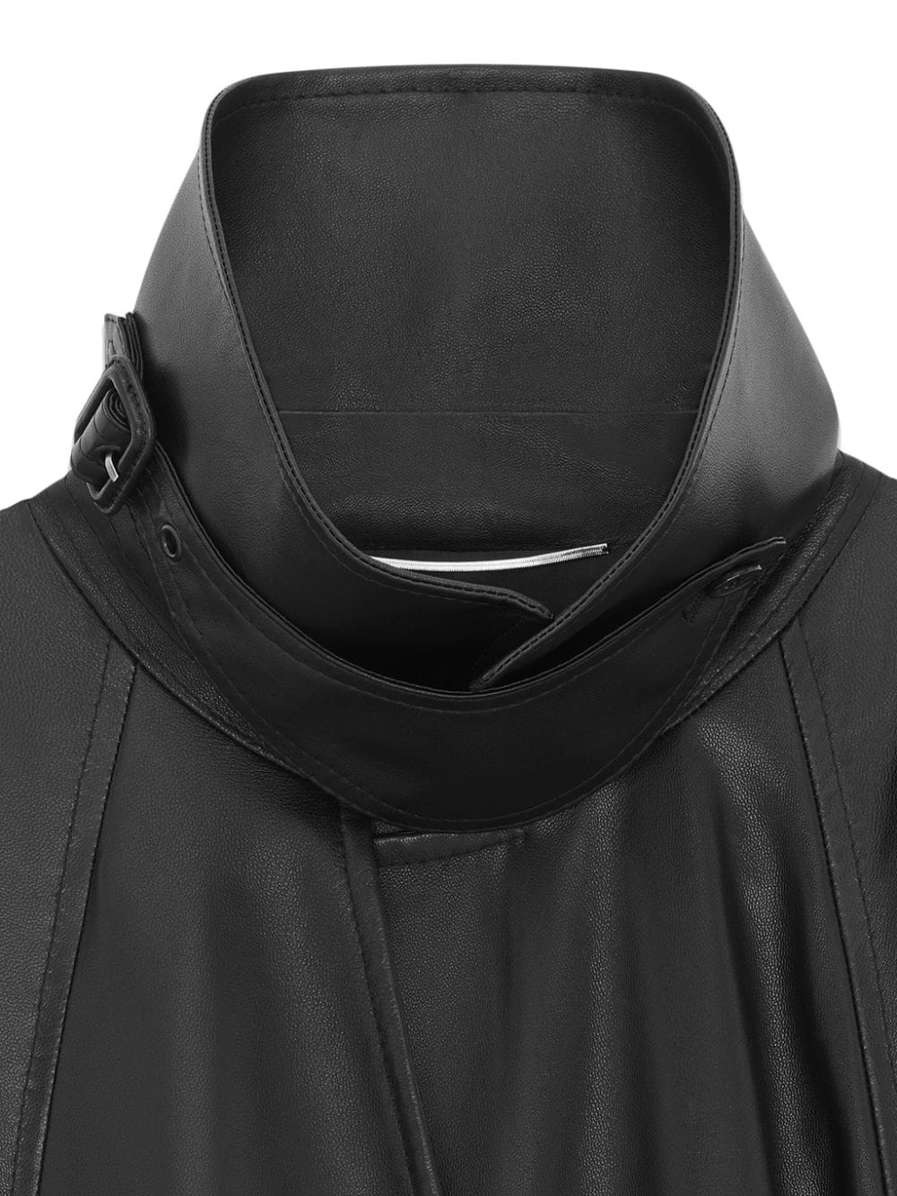 Shop Saint Laurent Cape Leather Coat In Black