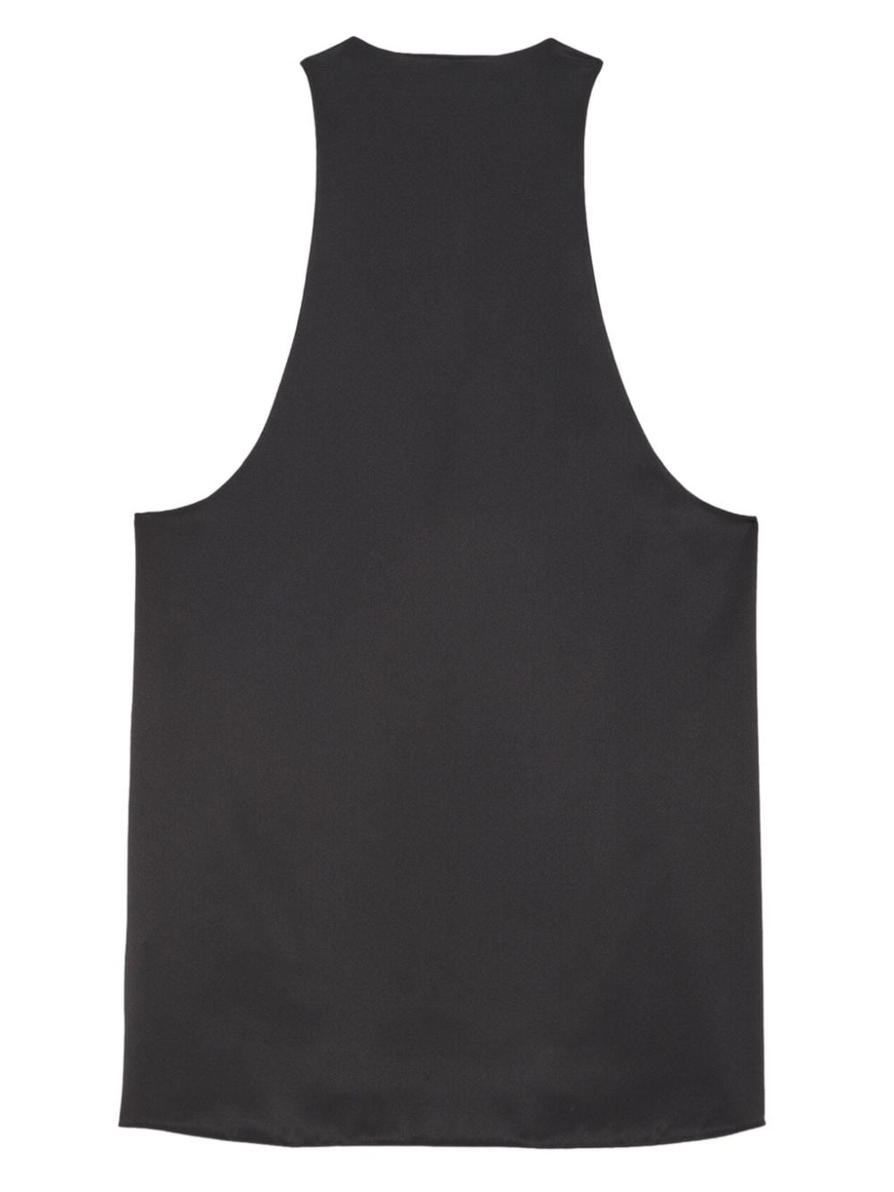 Shop Saint Laurent Sleeveless Satin-finish Silk Blouse In Black