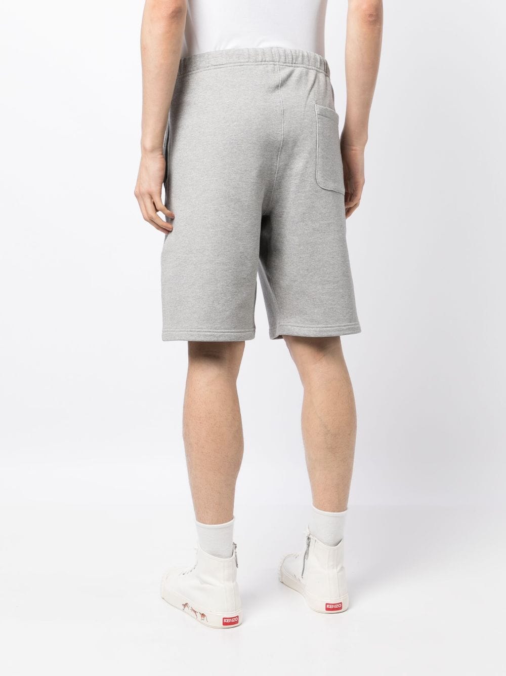 Shop Kenzo Logo-print Stretch-cotton Shorts In Grey