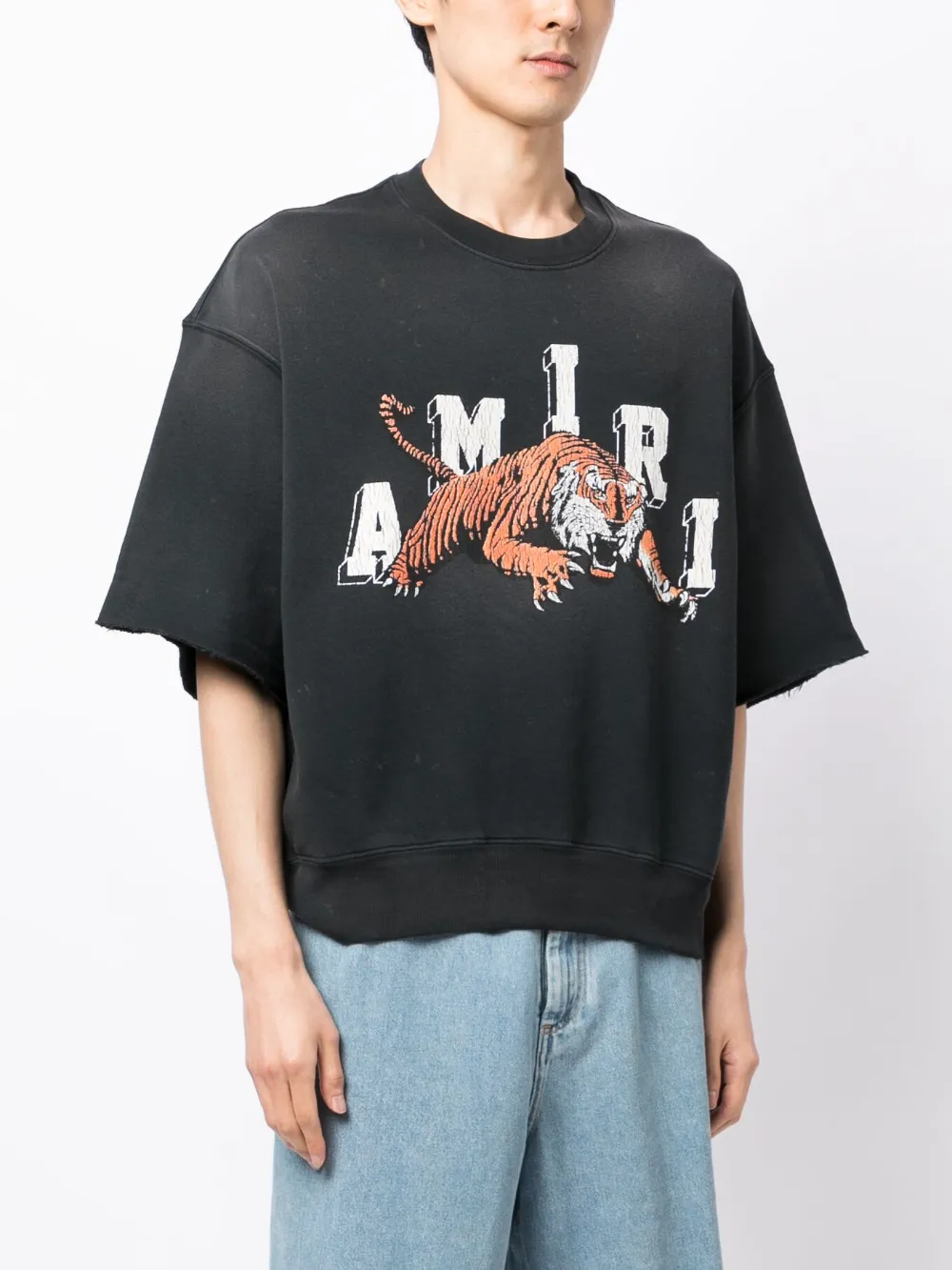 AMIRI T-shirt met tijgerprint Zwart