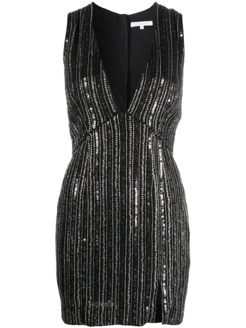 Robe courte ornée de sequins à col v - Patrizia Pepe - Modalova