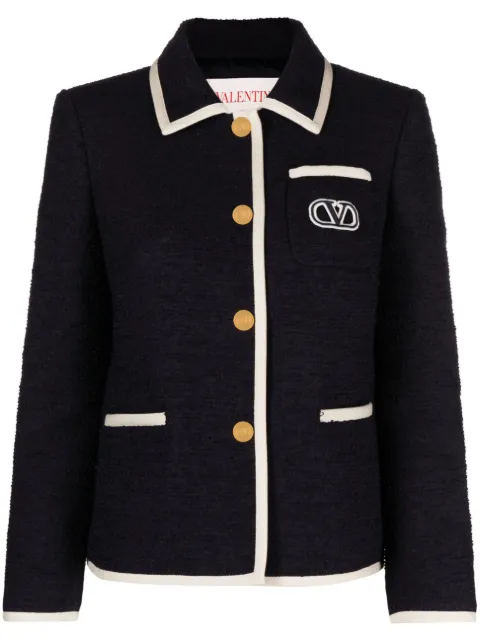 VLogo tweed single-breasted jacket