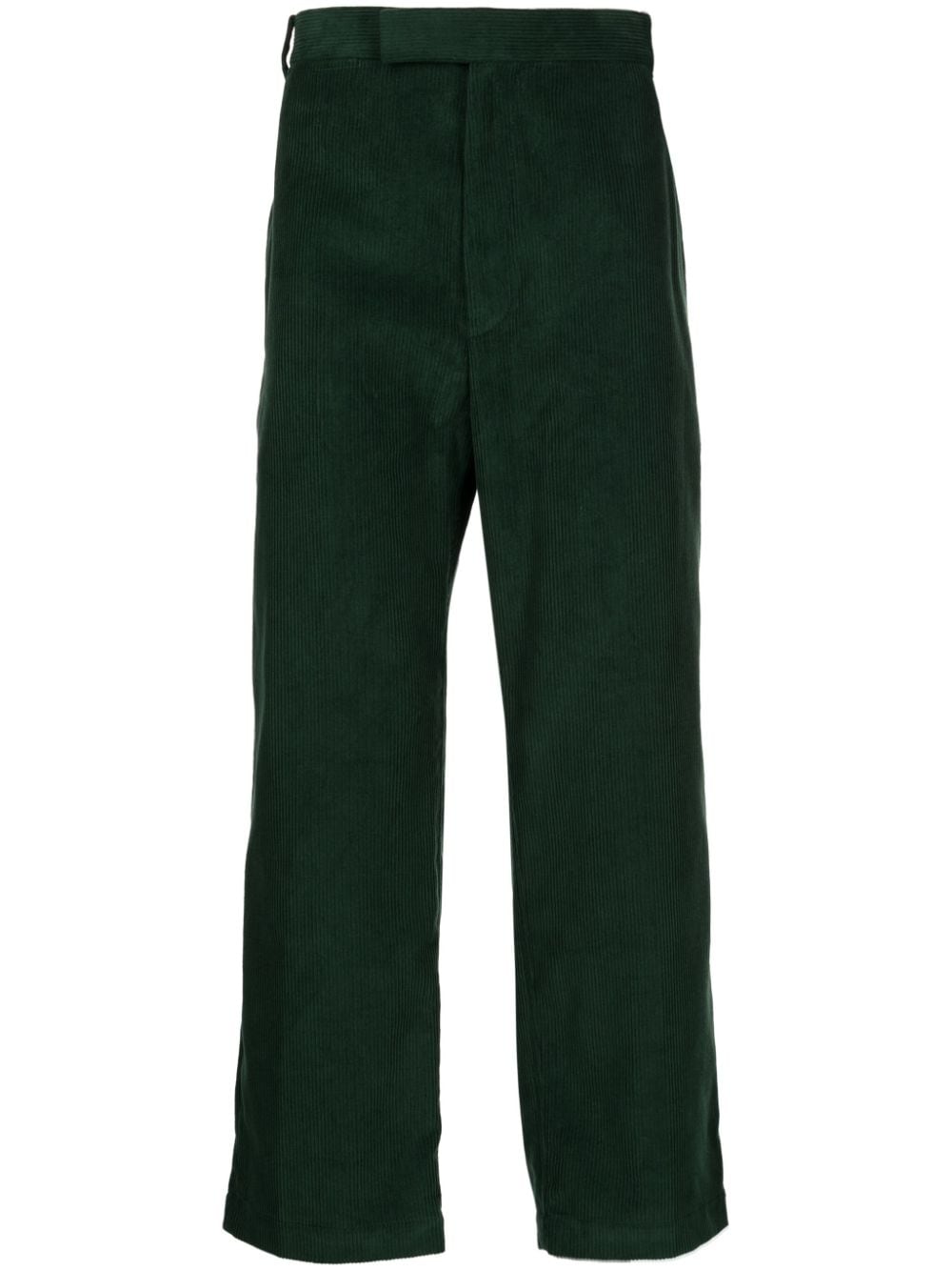 Thom Browne Corduroy Rwb-stripe Trousers In Green