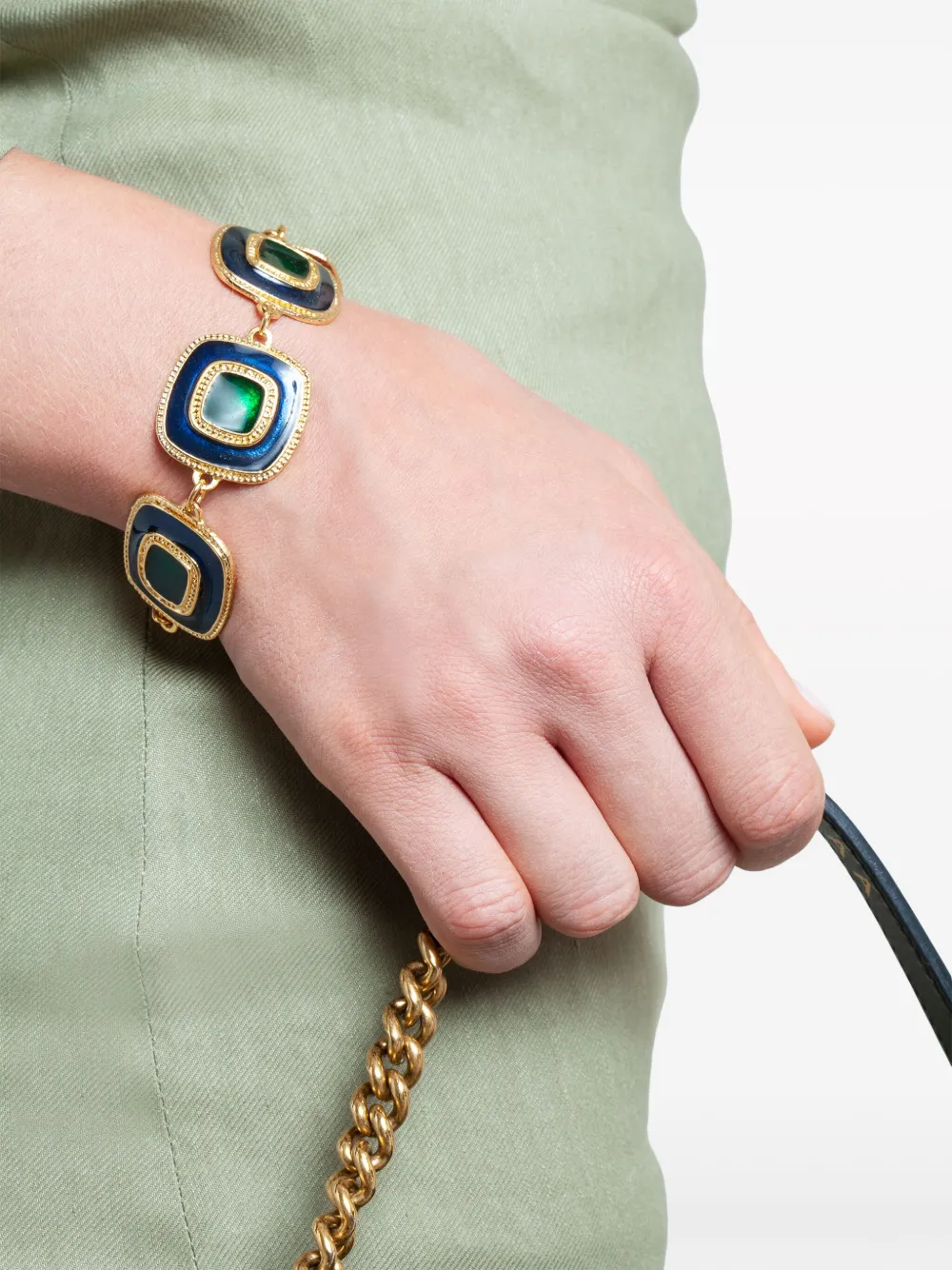 Felicia Gold Plated Enamel Bangle: Light green