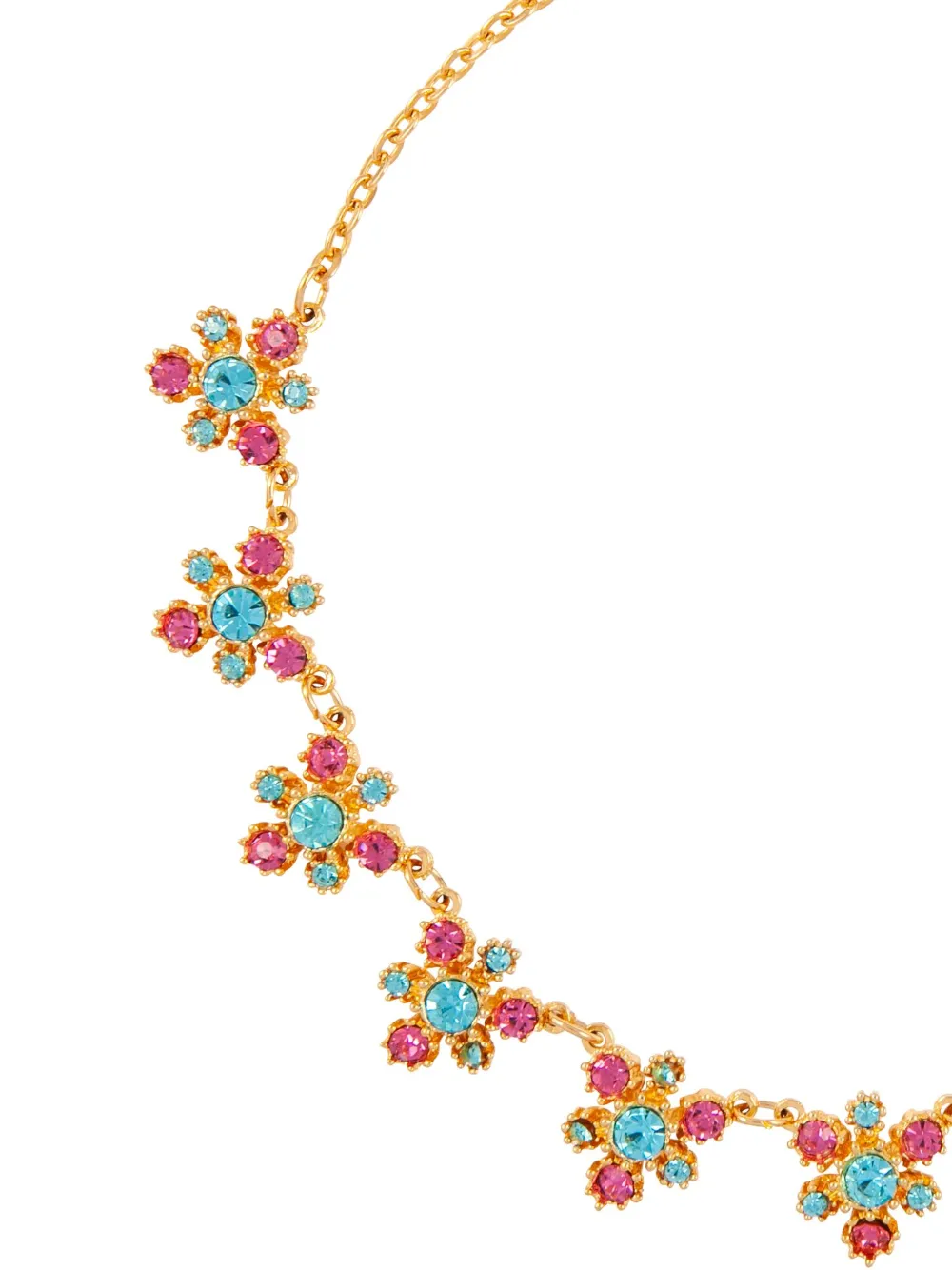 Pre-owned Susan Caplan Vintage 1980s Floral Crystal-embellished Necklace In Gold