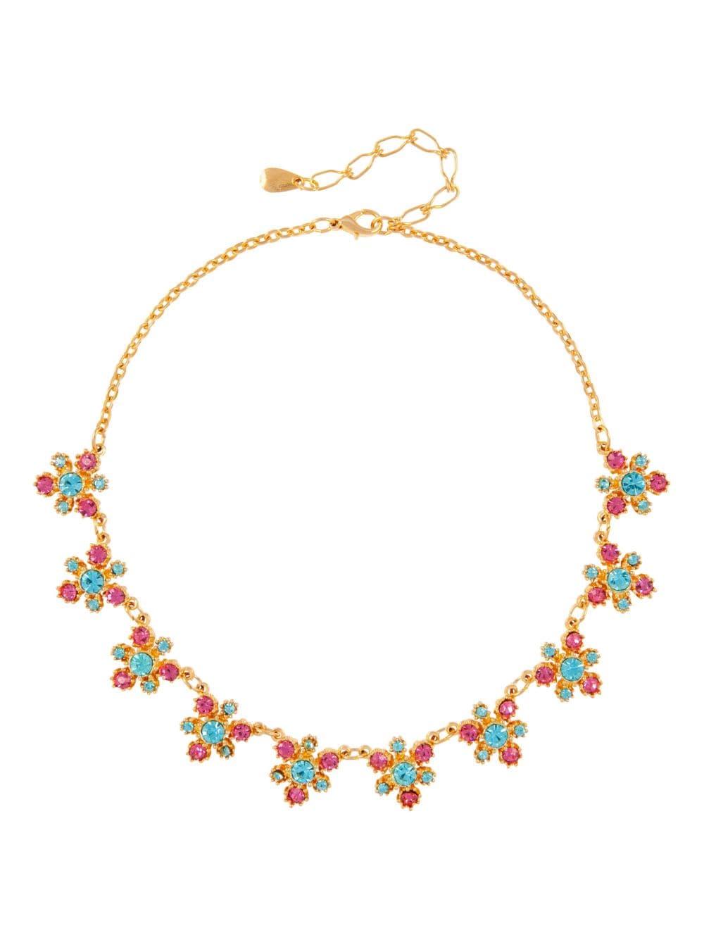 Pre-owned Susan Caplan Vintage 1980s Floral Crystal-embellished Necklace In Gold