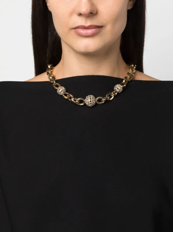 バレンティノ　ネックレス Valentino Garavani Pre-Owned 1980s crystal-embellished Chain