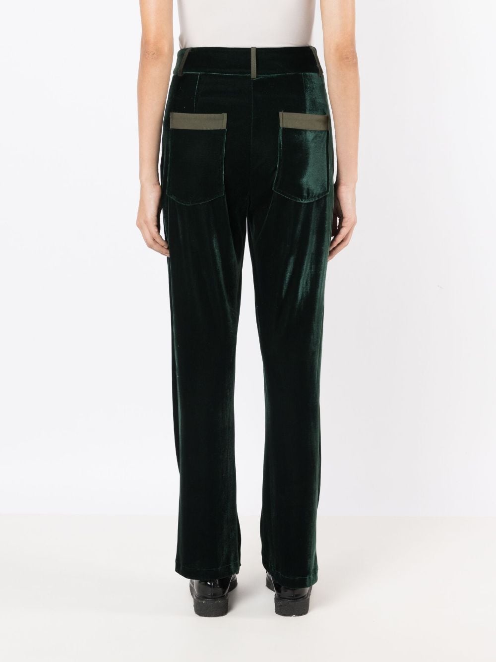 Shop Isolda Susan Velvet Straight-leg Trousers In Green