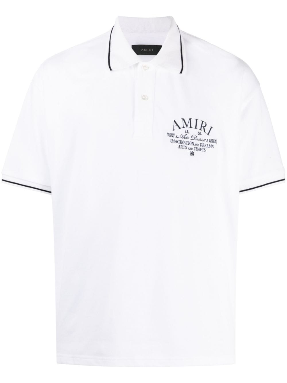 Shop Amiri Logo-embroidered Cotton Polo Shirt In White