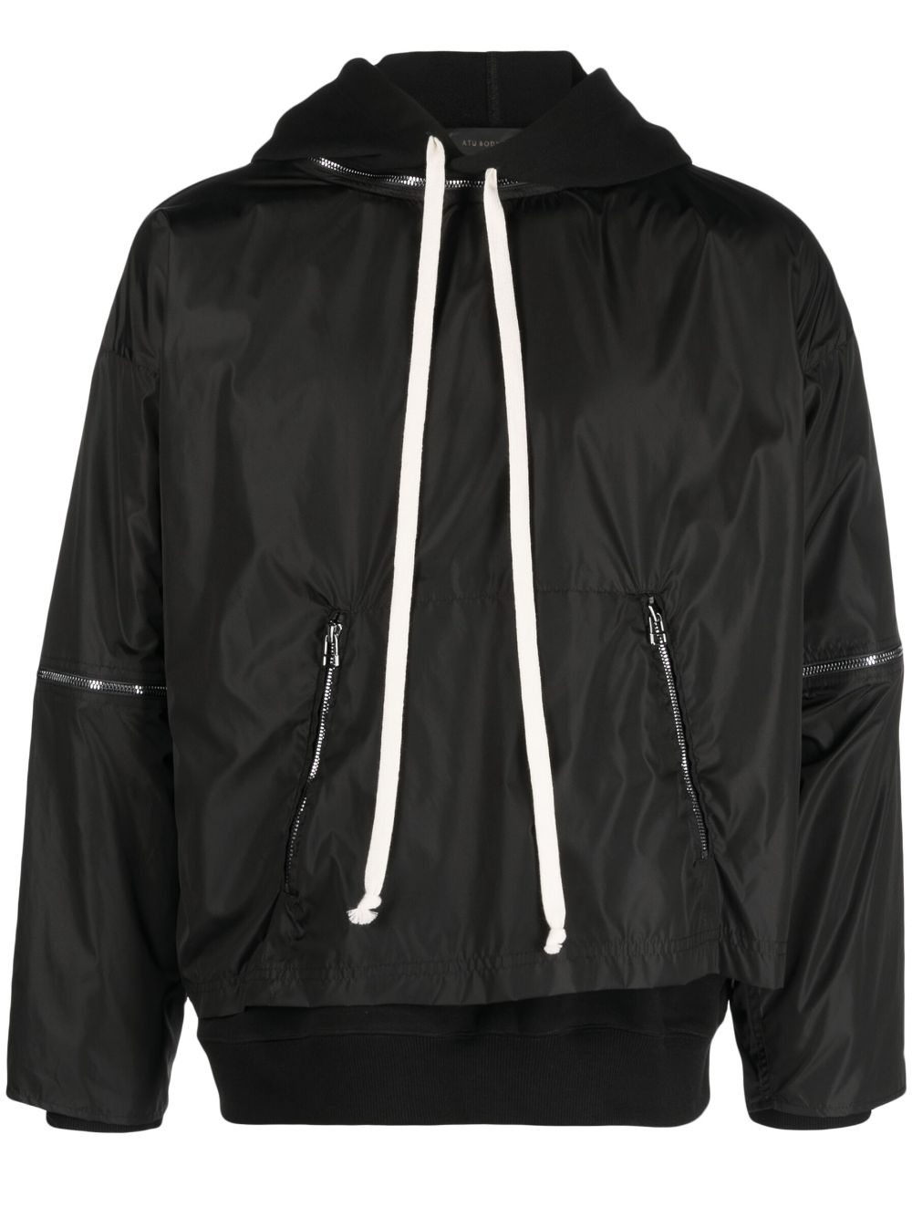 Atu Body Couture zip-up cotton hooded jacket - Black