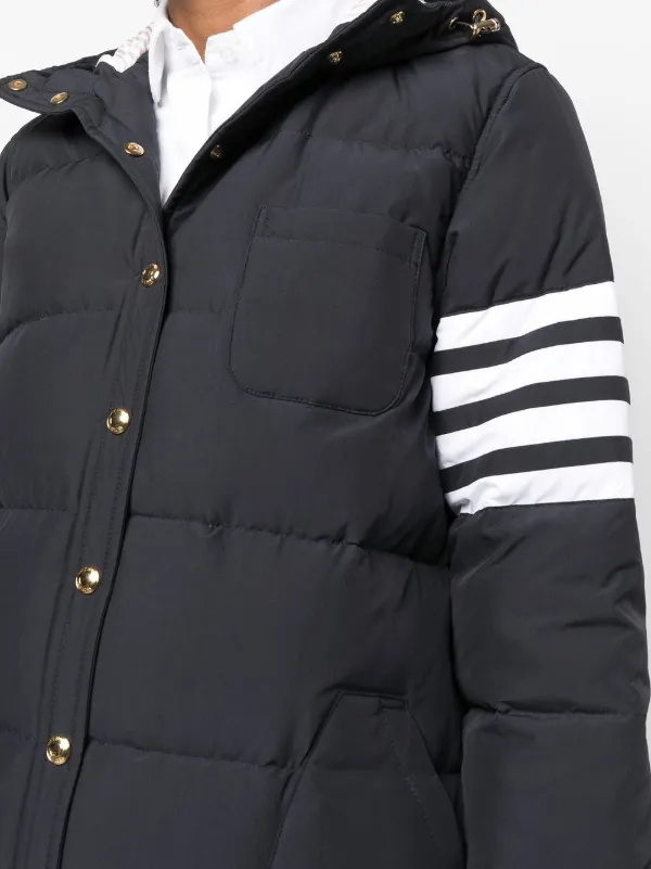 Thom Browne 4-Bar Hooded Padded Coat | Blue | FARFETCH