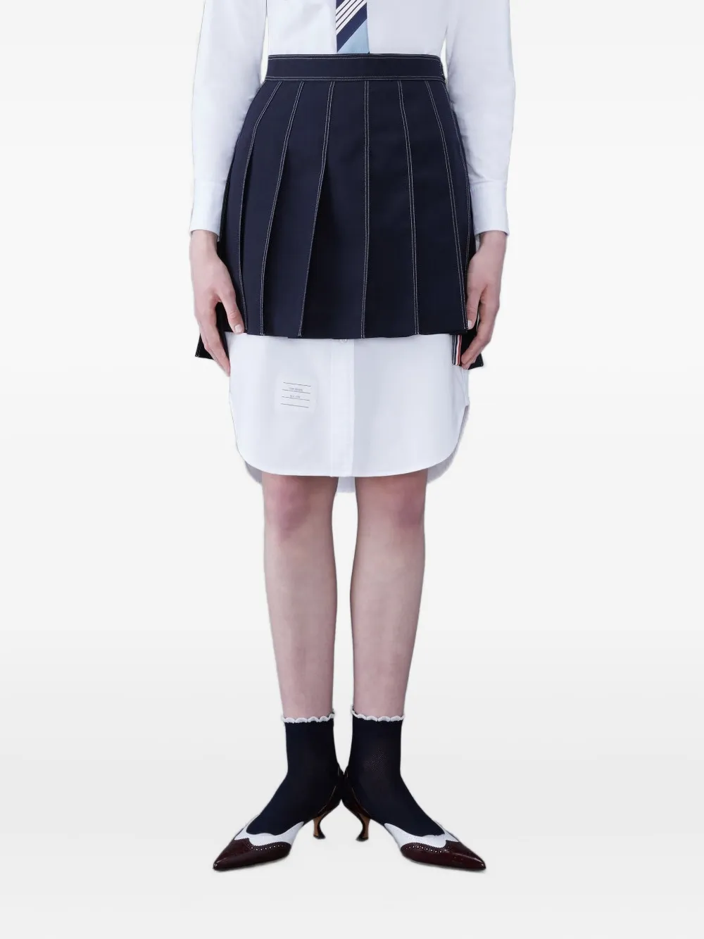 Thom Browne Pleated Mini Skirt In Blue