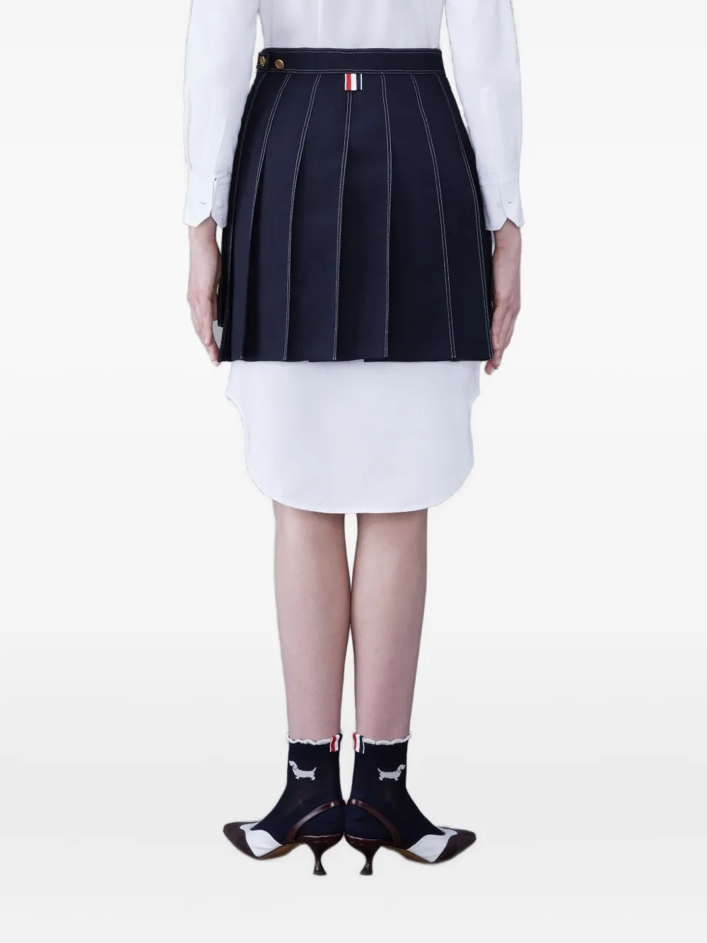 Thom Browne Pleated Mini Skirt In Blue