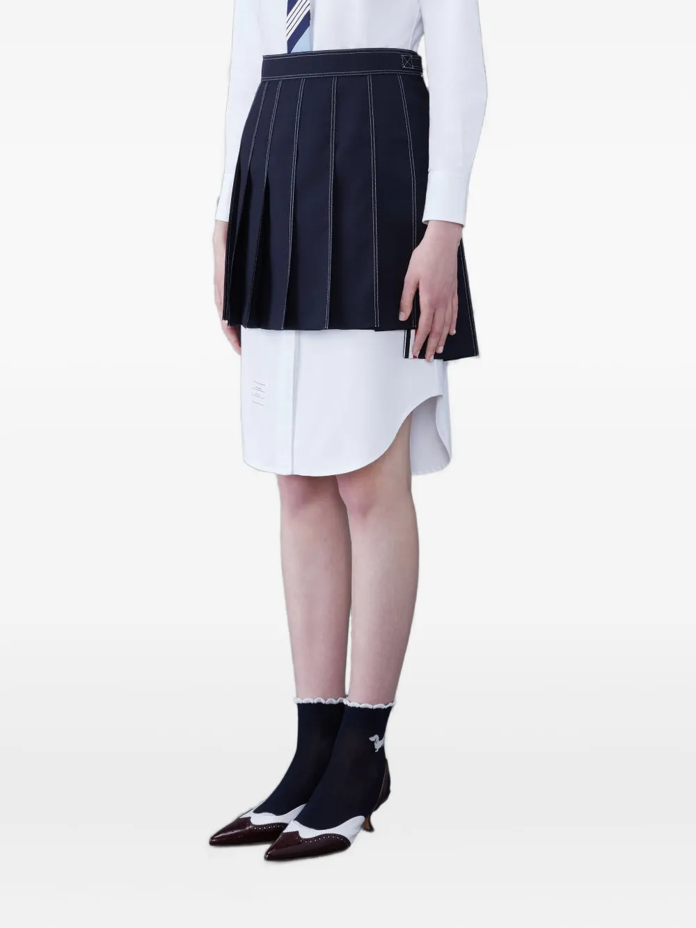 Thom Browne Pleated Mini Skirt In Blue