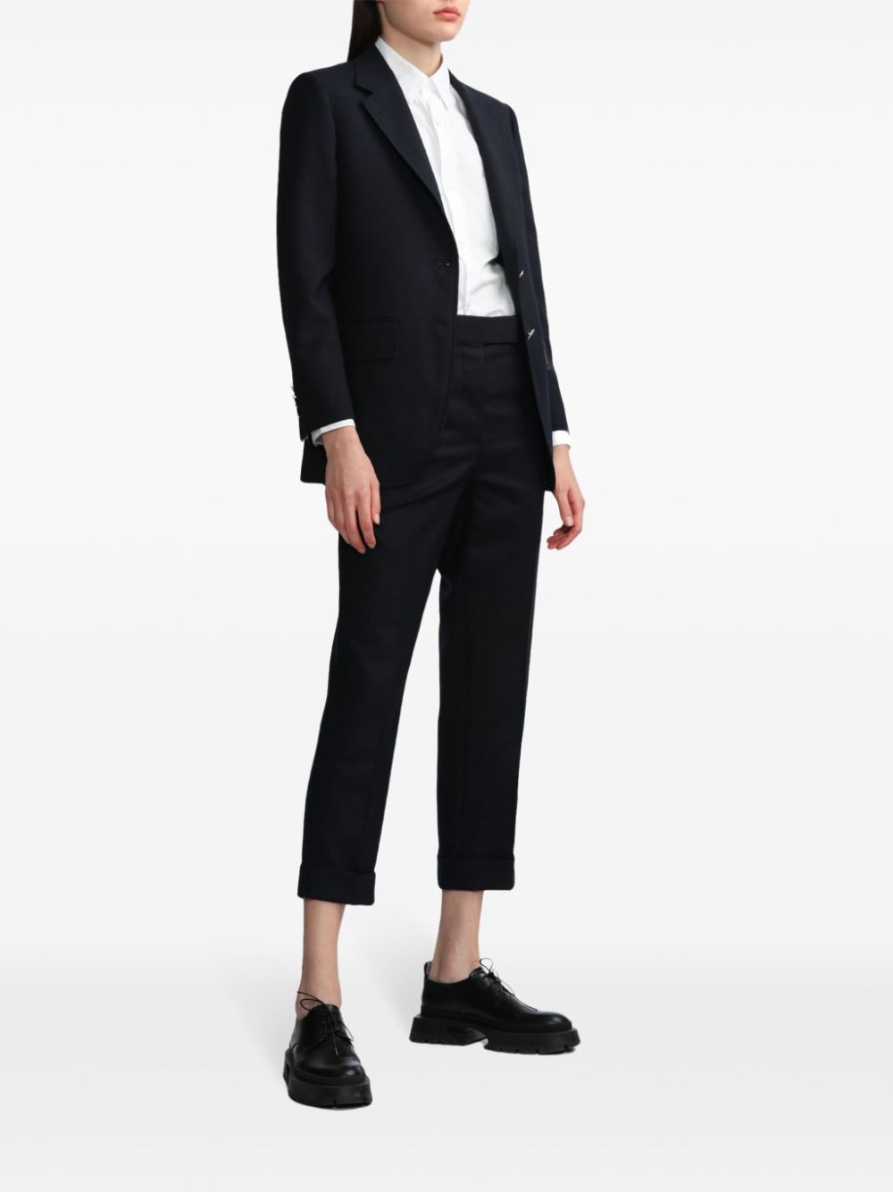 Thom Browne Super 120's wool twill slim-fit trousers - Blue