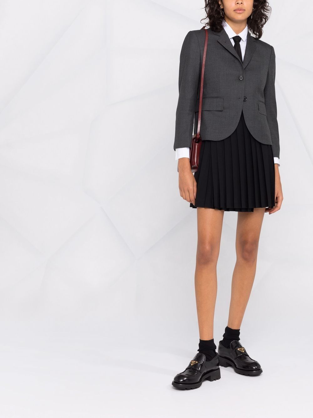 Shop Thom Browne Cropped Single-breasted Blazer In Grey