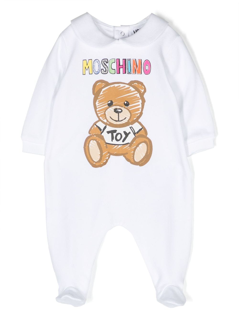 Moschino Babies' Teddy Bear Cotton Romper In White