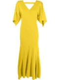 Victoria Beckham draped-sleeve midi dress - Yellow