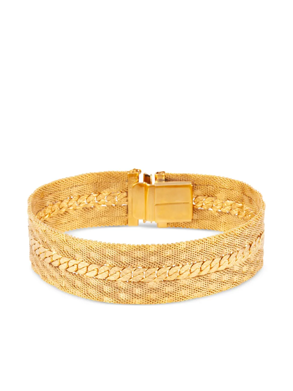 Pre-owned Susan Caplan Vintage 1990s Rope-detail Mesh Bracelet In Gold