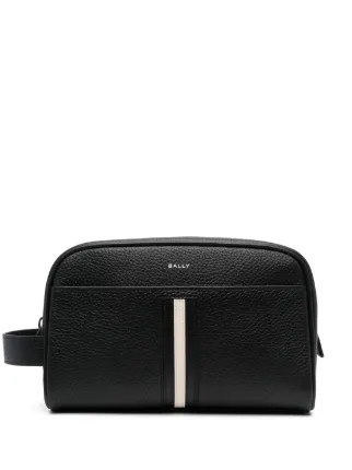 Bally pebbled-leather Wash Bag | Black | FARFETCH JO
