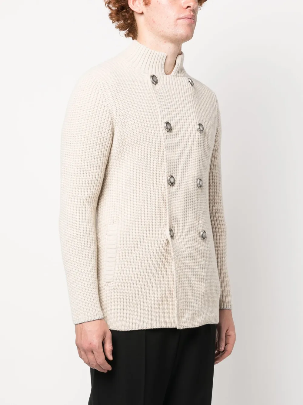 Brunello Cucinelli Double-breasted Wool-cashmere Cardigan In Neutrals