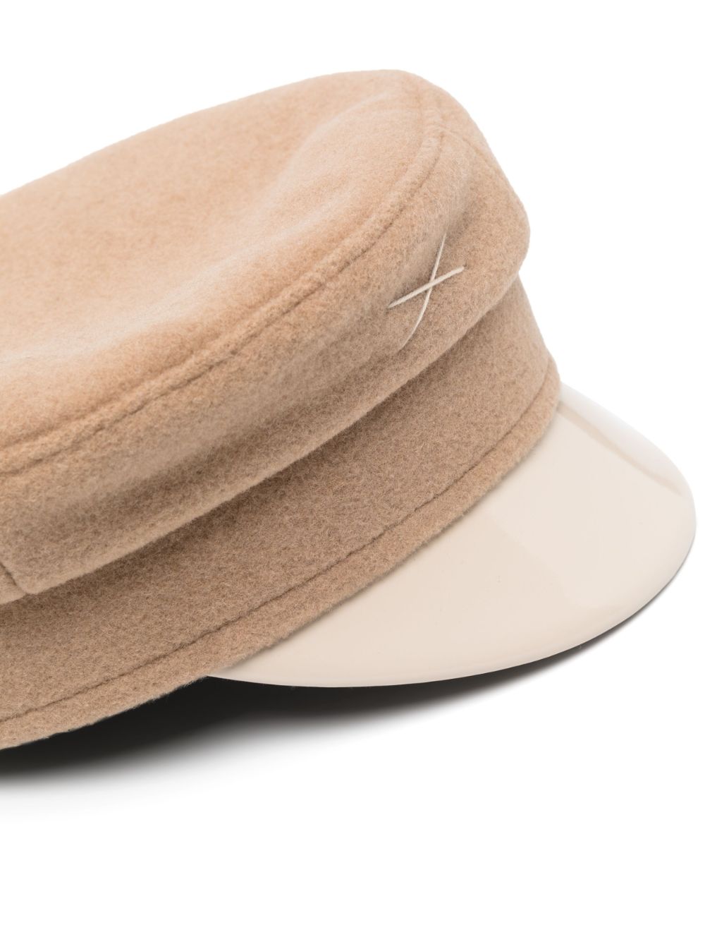 Ruslan Baginskiy logo-embroidered patent-finish beret - Beige