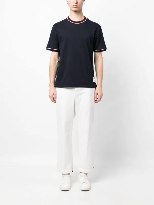 THOM BROWNE コットン Tシャツ ストライプトリム THOM BROWNE コットン Tシャツ ストライプトリム | THE OUTNET