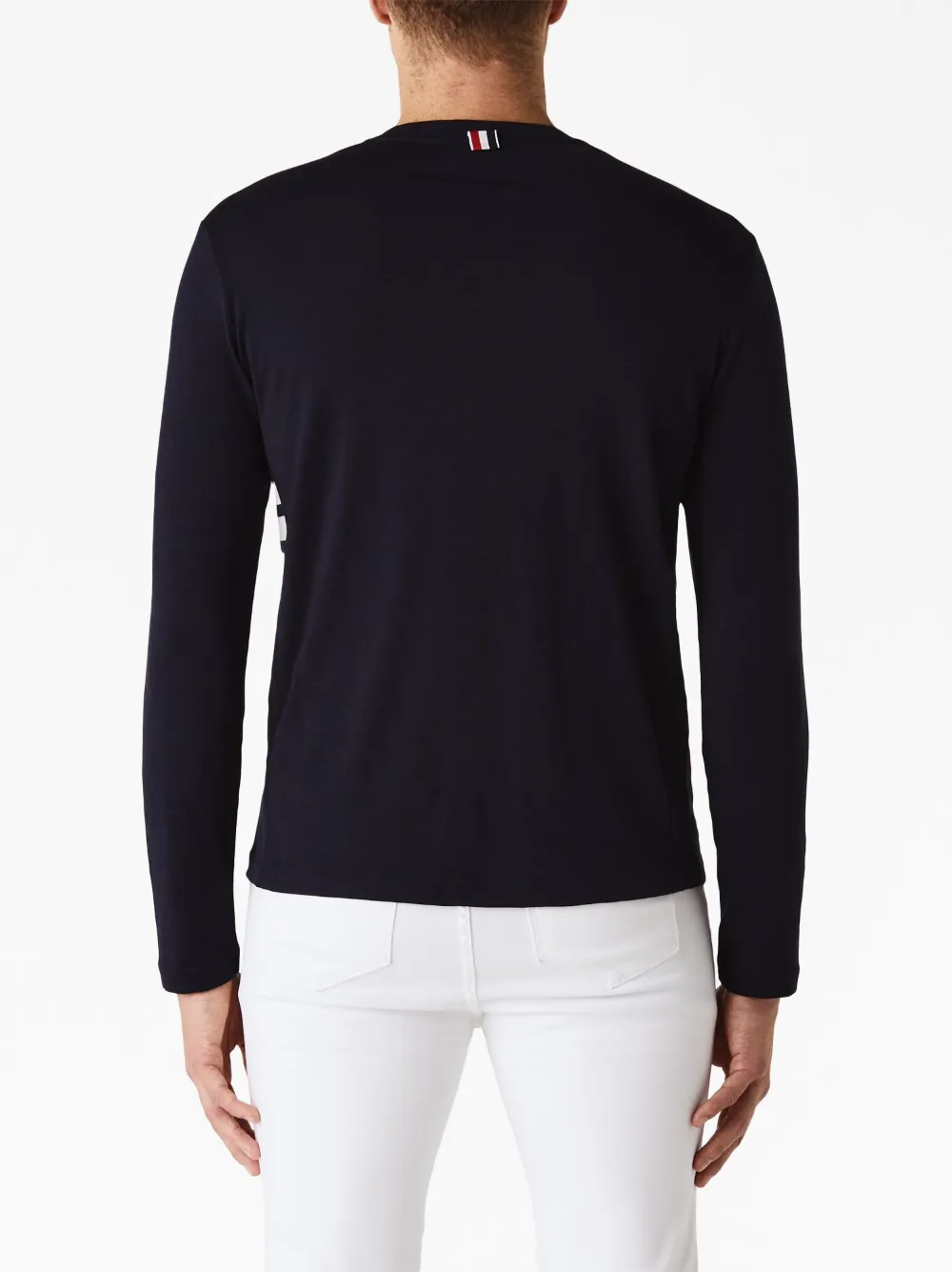 Thom Browne Ribbed Wool Blend Knit Pullover In Blue