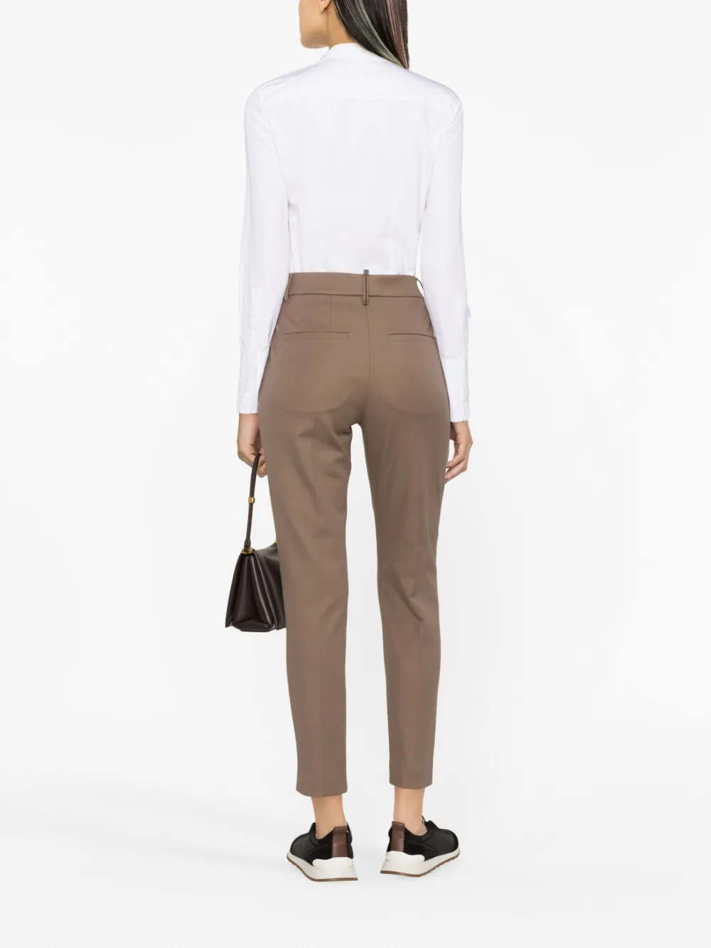 Brunello Cucinelli High-waisted Cotton Trousers In Neutrals