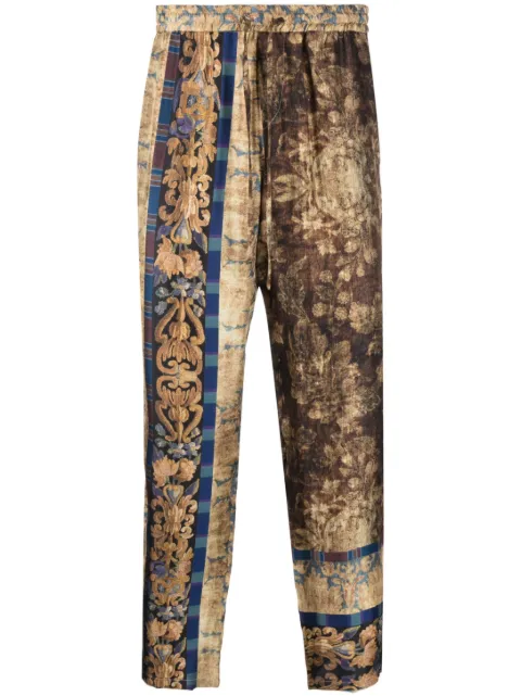 Pierre-Louis Mascia Aloe mix-print cropped trousers